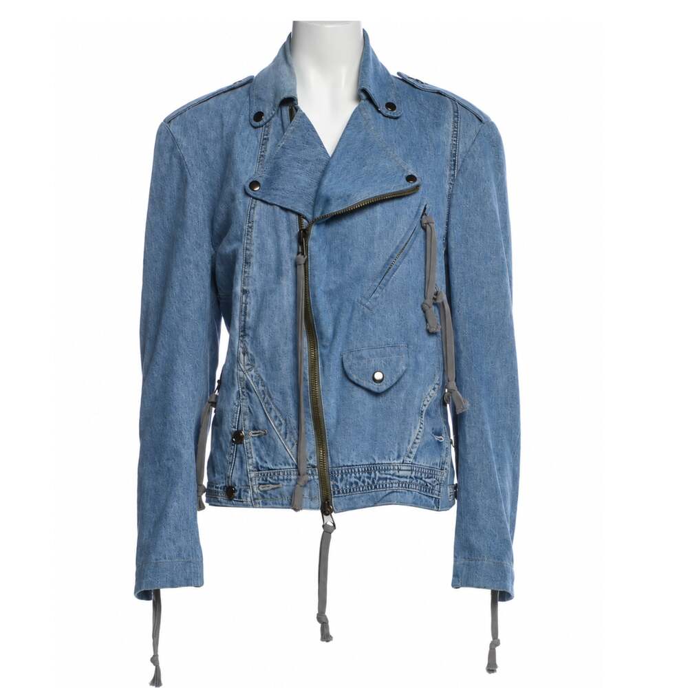 Greg Lauren Vintage Light Wash Denim Collared Zipper Jacket